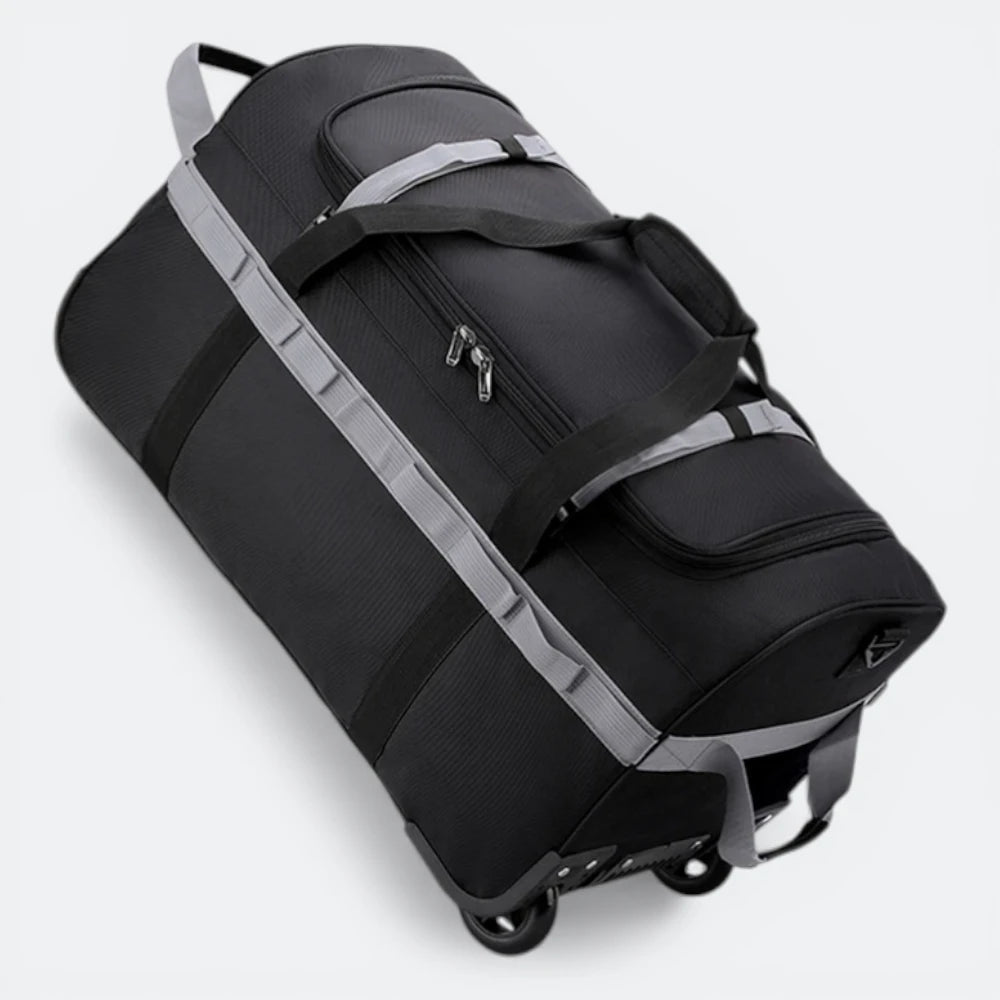 Sac de Voyage Polochon à Roulettes Noir & Gris Perle - | AïtaVia