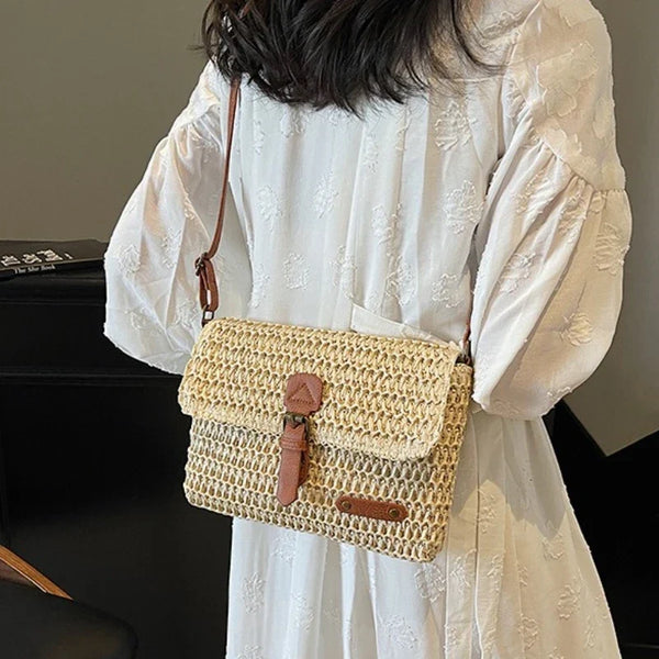 Sac en Paille Rectangulaire Azalée pour Femmes