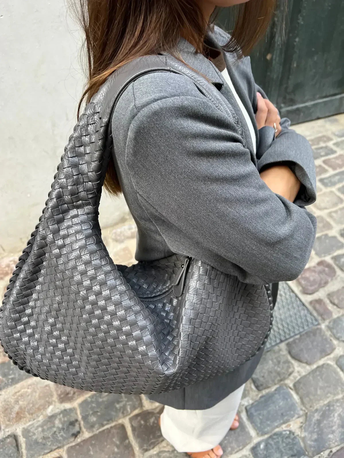 Sac Épaule Tressé Souple | Grand Format Chic | Femmes