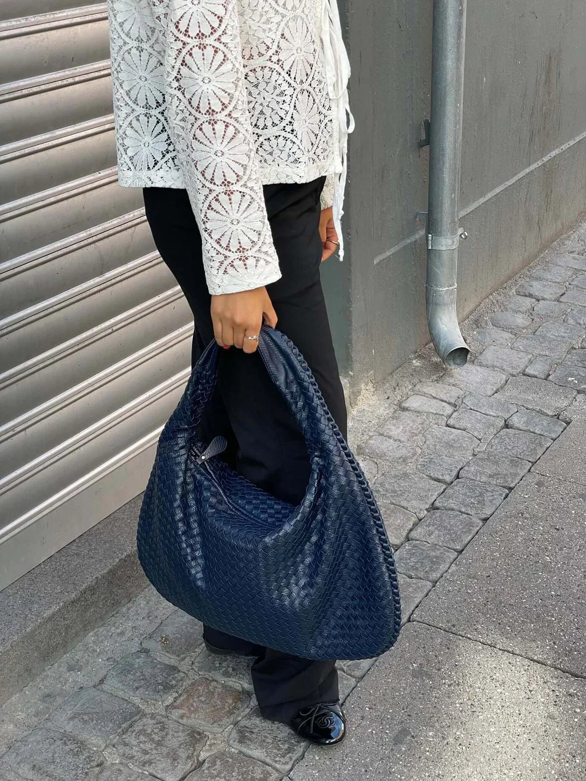 Sac Épaule Tressé Souple | Grand Format Chic | Femmes