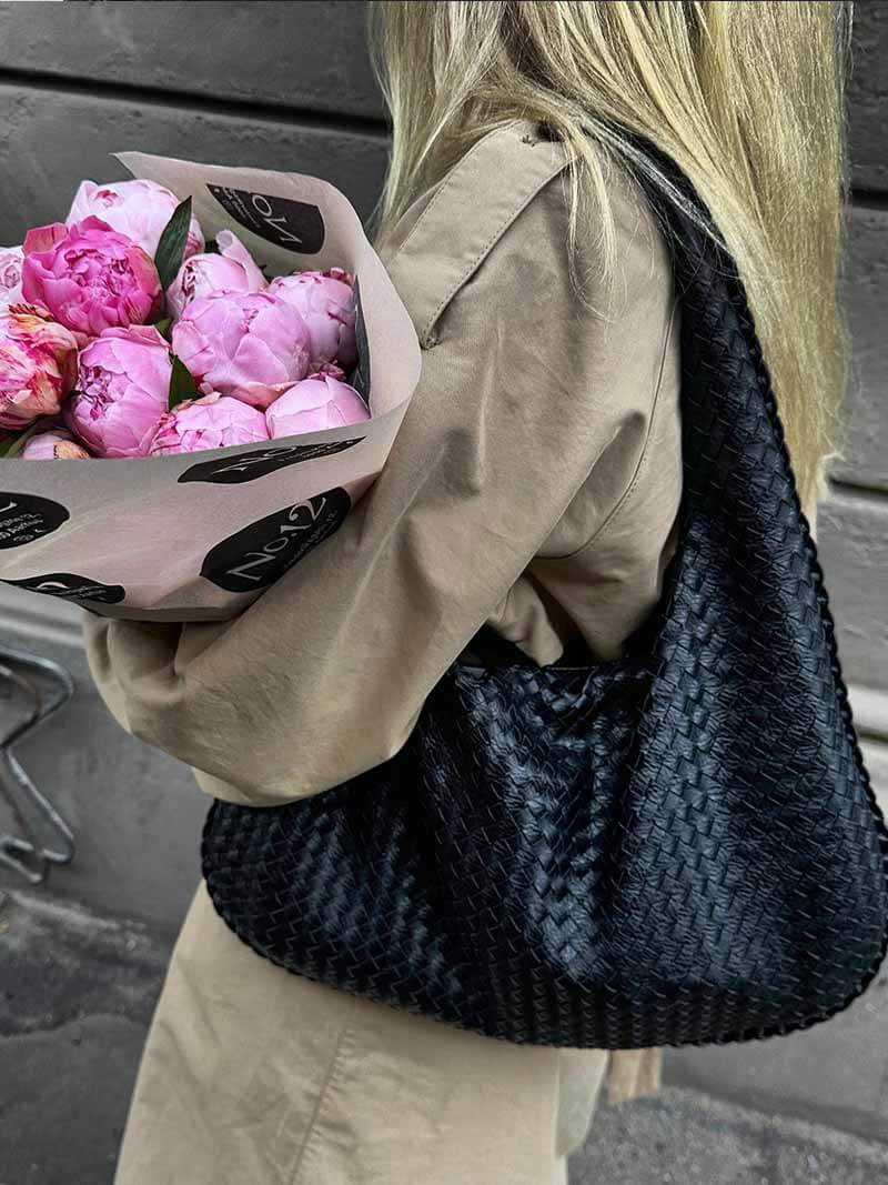 Sac Épaule Tressé Souple | Grand Format Chic | Femmes