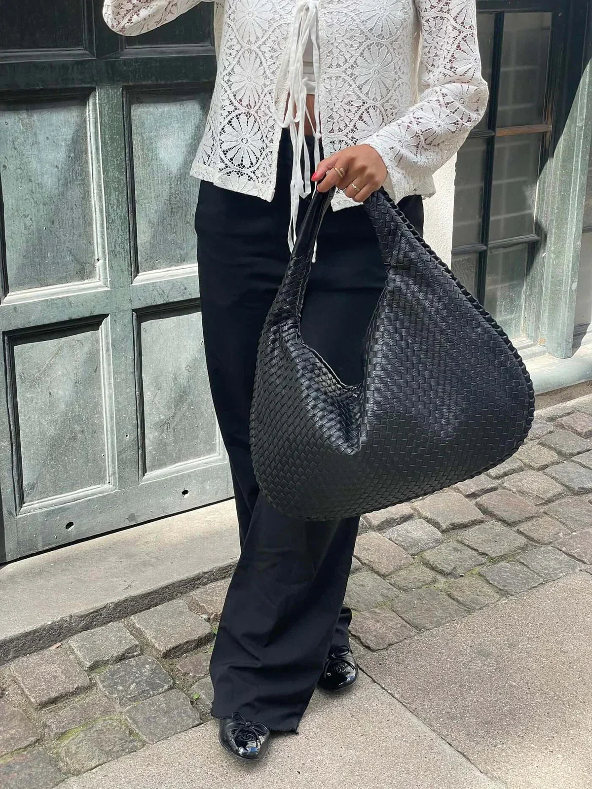 Sac Épaule Tressé Souple | Grand Format Chic | Femmes