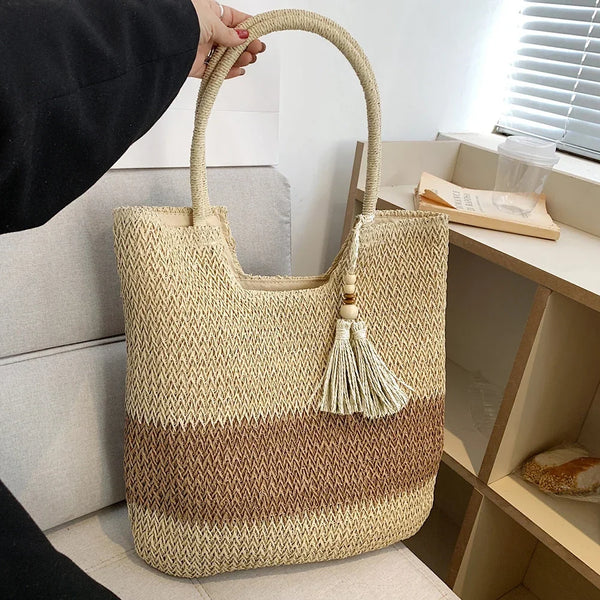 Sac Fourre-Tout en Paille pour Femmes - Chic et Polyvalent