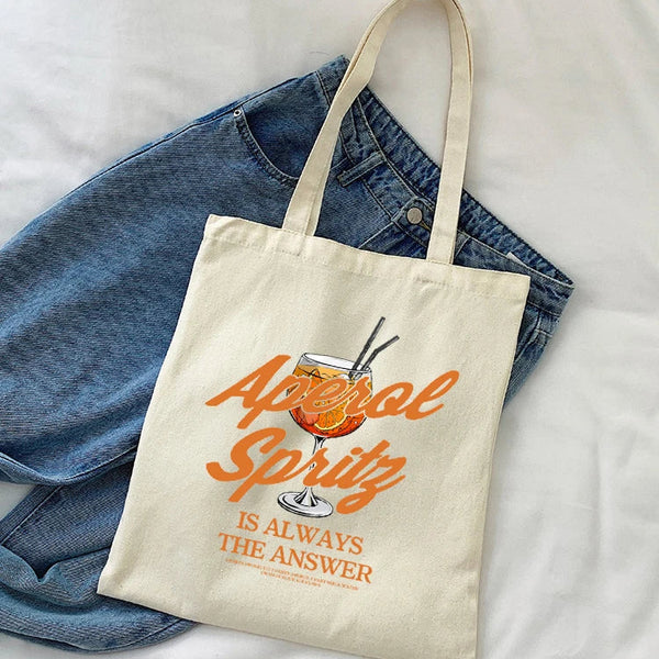 Sac Fourre-tout Femme Tissu Motif Cocktails - Léger et Tendance
