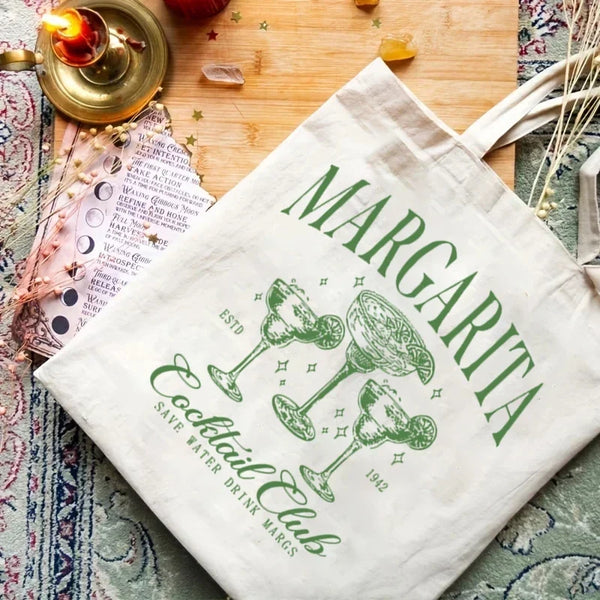 Sac Fourre-tout Femme Tissu Motif Cocktails - Léger et Tendance