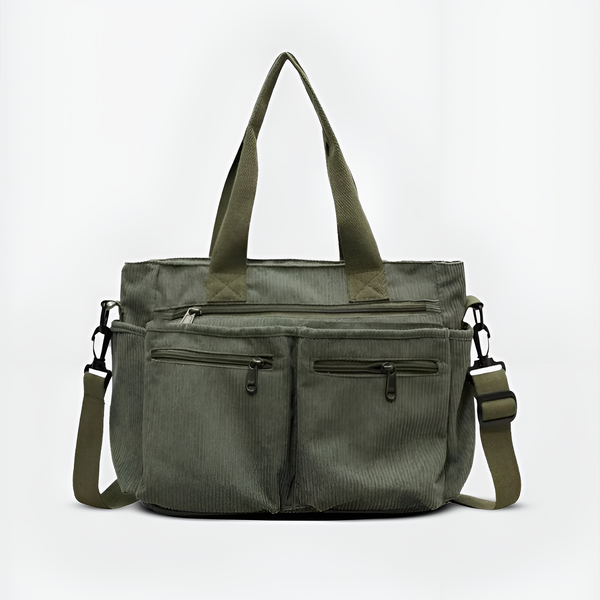 Sac fourre-tout femme en velours côtelé – Léger, zippé, élégant