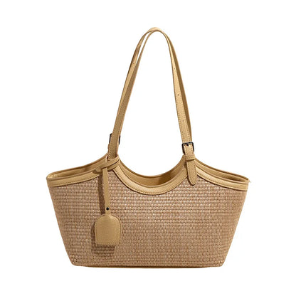 Sac à Main Femme en Paille et Similicuir Élégant