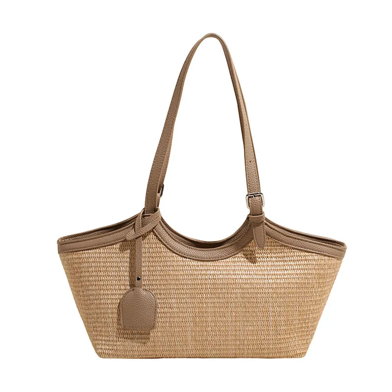 Sac à Main Femme en Paille et Similicuir Élégant