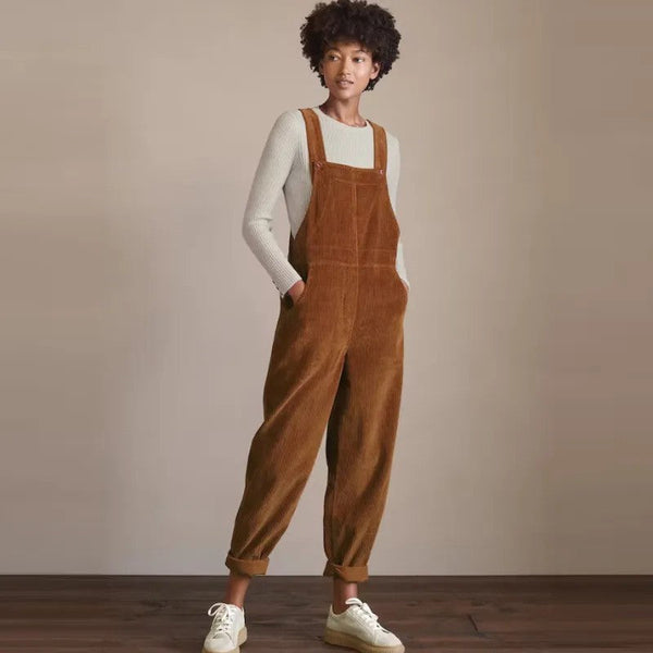 Salopette Femme Oversize en Velours Côtelé – Confort Décontracté Chic