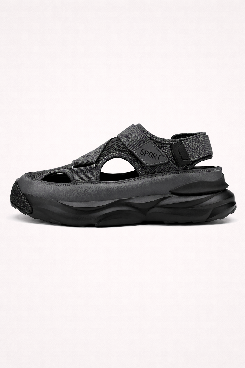 Sandales de sport robustes pour hommes avec semelles épaisses et fermeture velcro