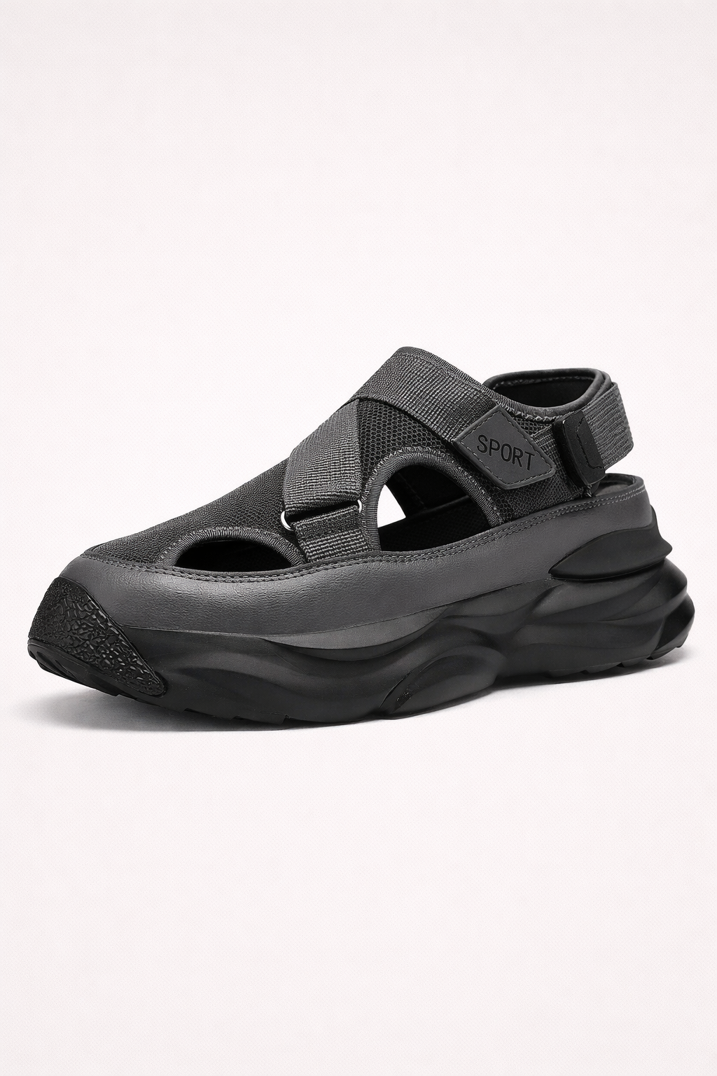 Sandales de sport robustes pour hommes avec semelles épaisses et fermeture velcro