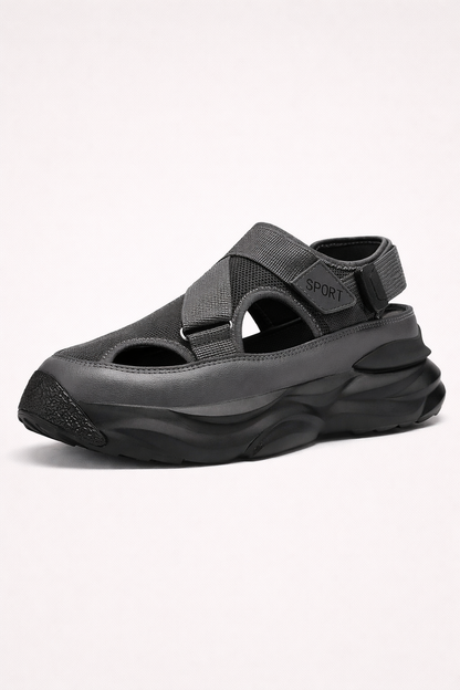 Sandales de sport robustes pour hommes avec semelles épaisses et fermeture velcro