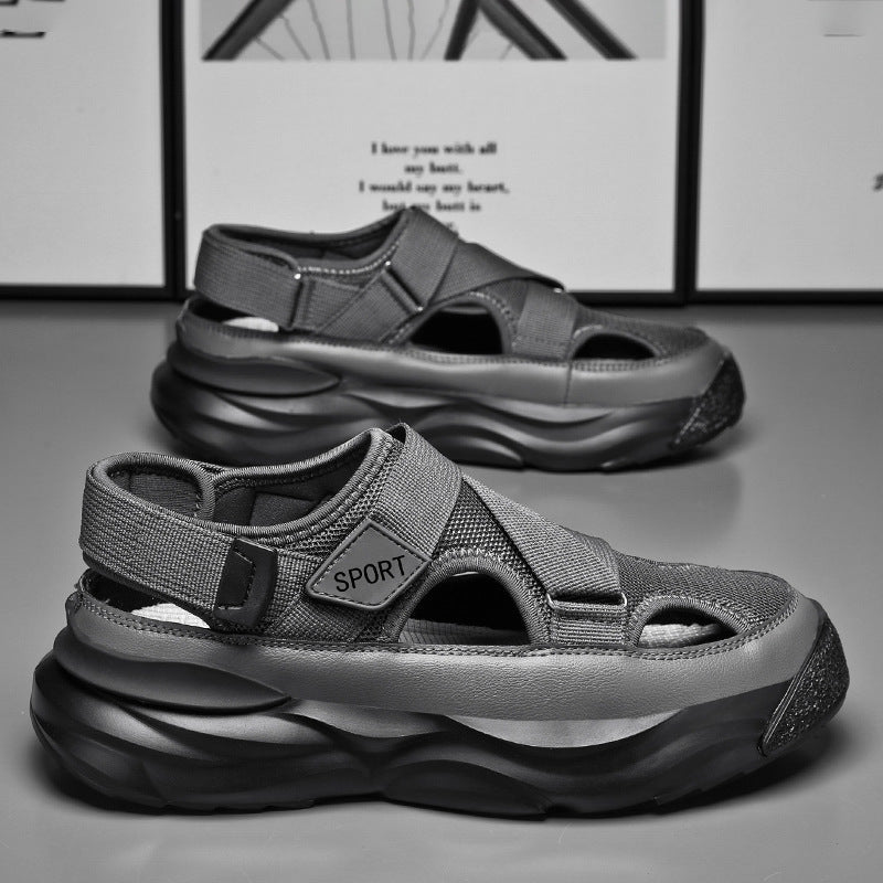 Sandales de sport robustes pour hommes avec semelles épaisses et fermeture velcro