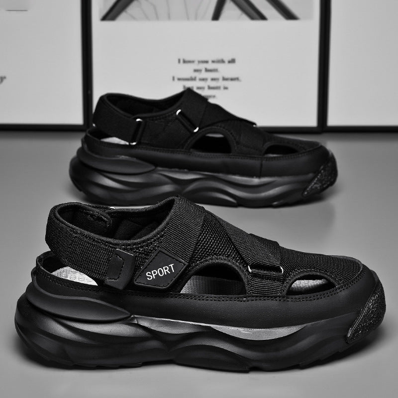 Sandales de sport robustes pour hommes avec semelles épaisses et fermeture velcro