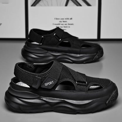 Sandales de sport robustes pour hommes avec semelles épaisses et fermeture velcro