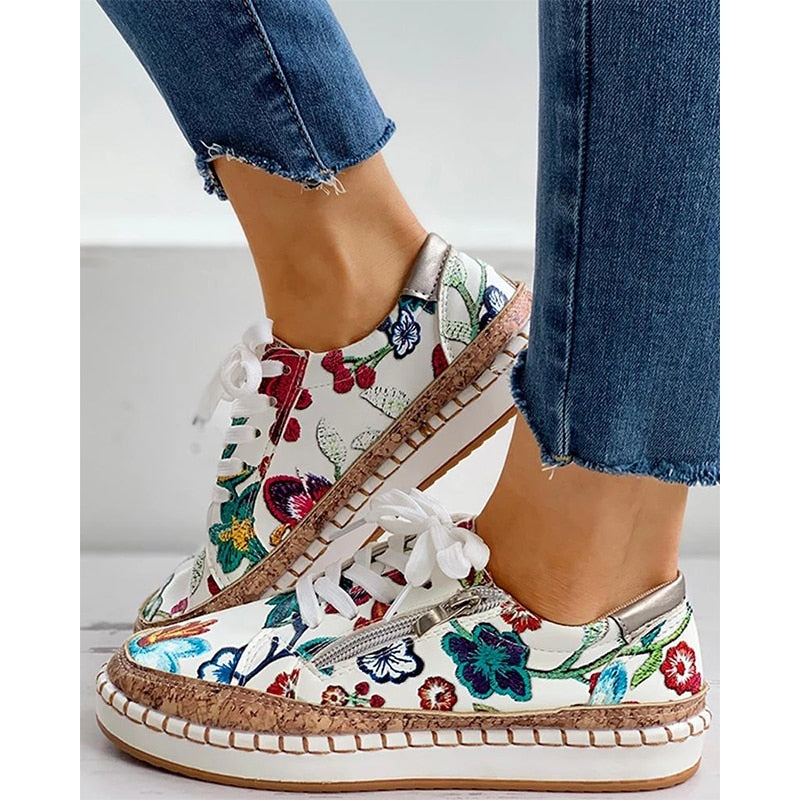 Sneakers Orthopédiques Fleuries pour Femmes – Confort et Style Quotidien