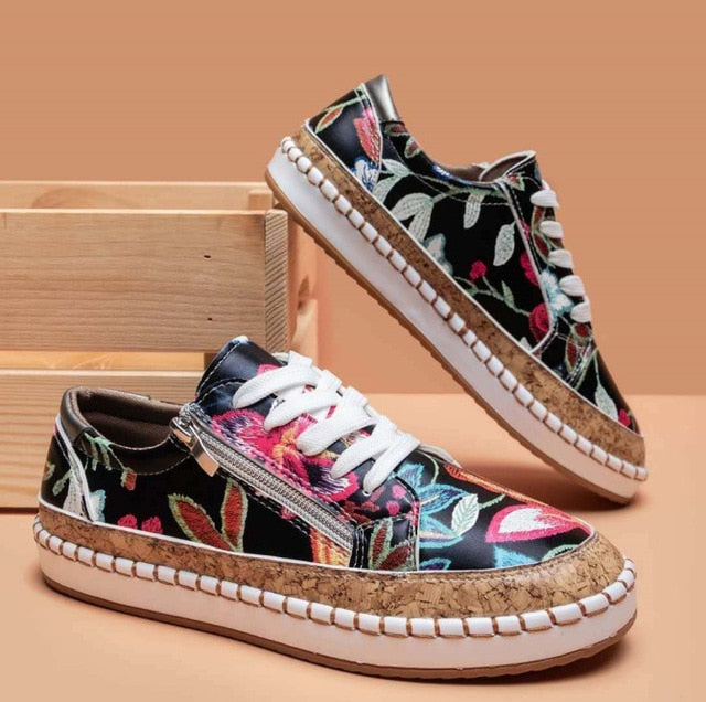 Sneakers Orthopédiques Fleuries pour Femmes – Confort et Style Quotidien