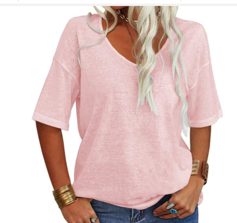 T-shirt Ample Col U Décontracté pour Femmes – Léger & Respirant