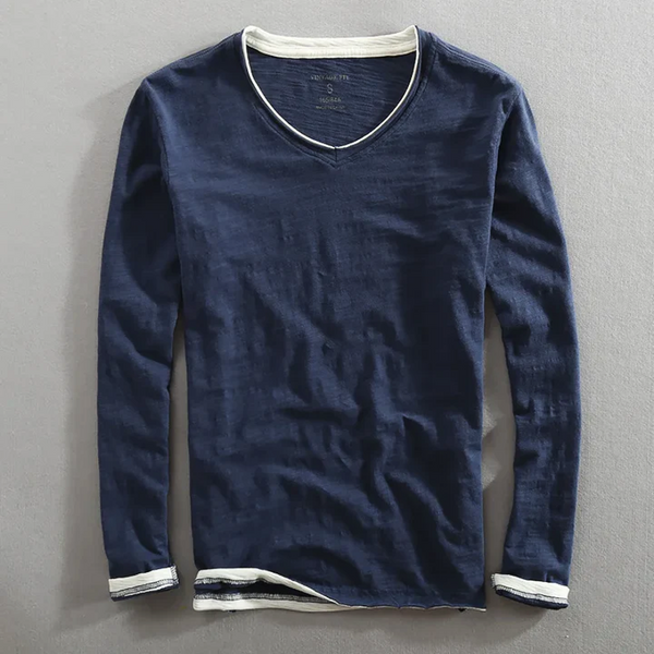 T-shirt Homme Manches Longues Col V – Confort & Style Quotidien