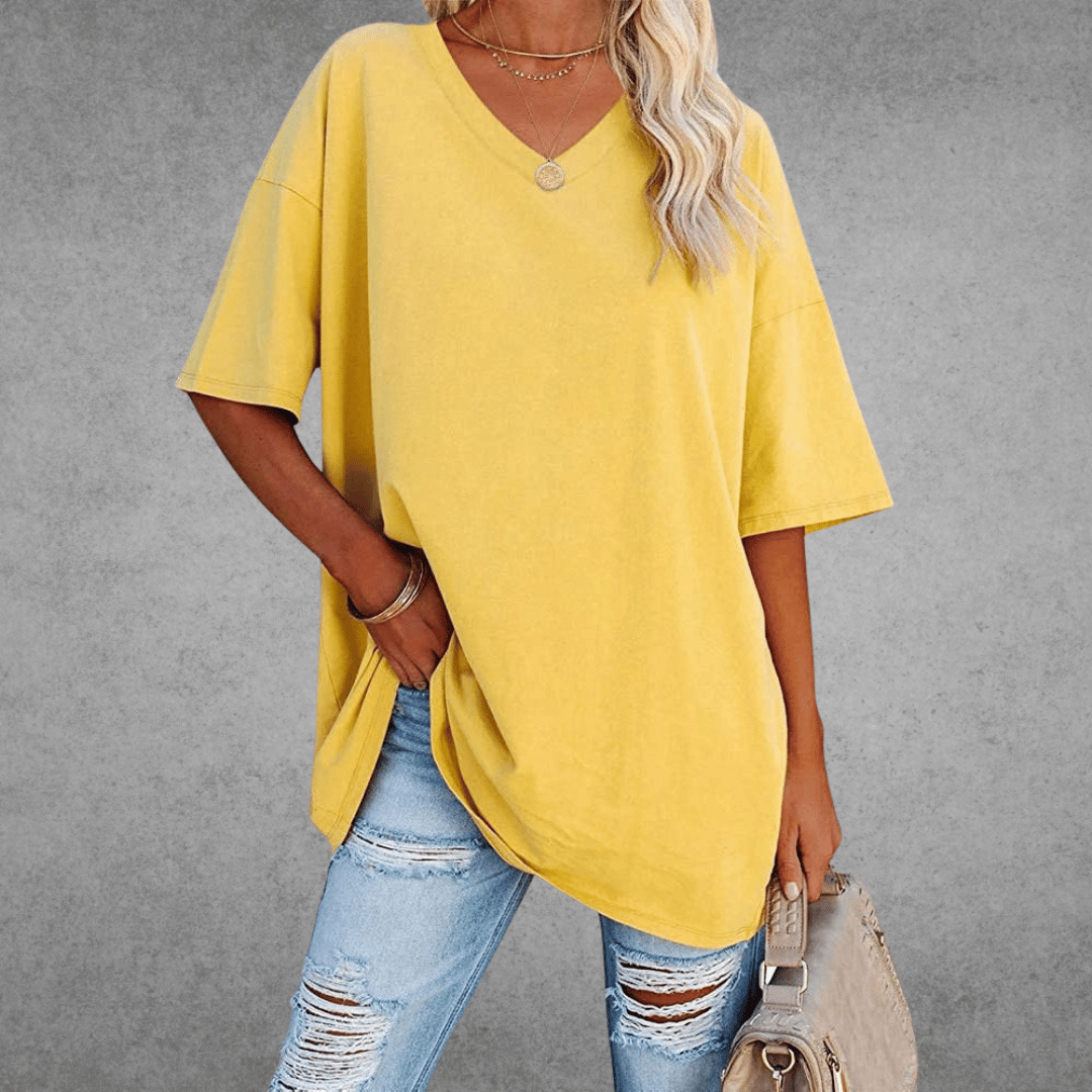 T-shirt Oversize Femme à Col V – Confort Ultime et Style Décontracté
