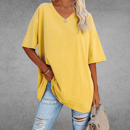 T-shirt Oversize Femme à Col V – Confort Ultime et Style Décontracté