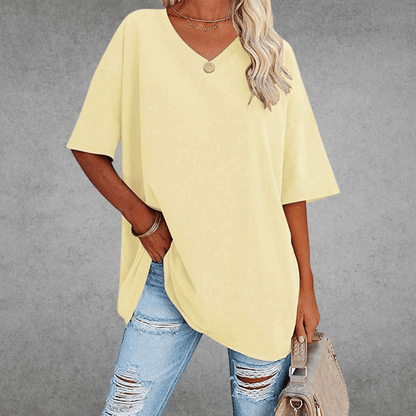 T-shirt Oversize Femme à Col V – Confort Ultime et Style Décontracté