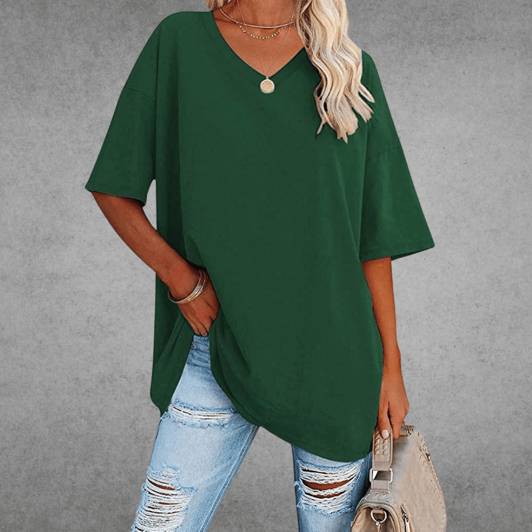 T-shirt Oversize Femme à Col V – Confort Ultime et Style Décontracté