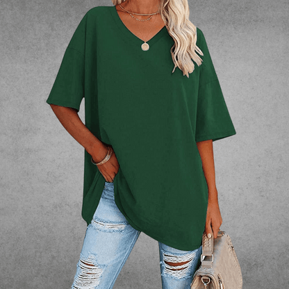 T-shirt Oversize Femme à Col V – Confort Ultime et Style Décontracté