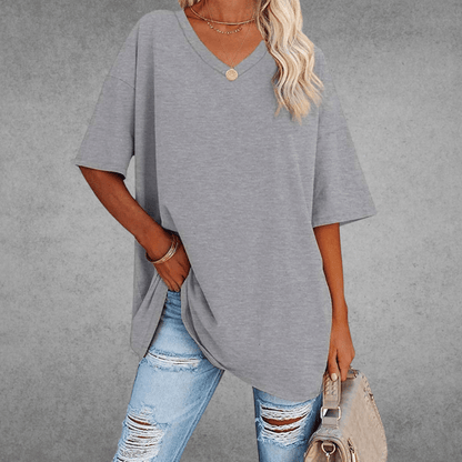 T-shirt Oversize Femme à Col V – Confort Ultime et Style Décontracté