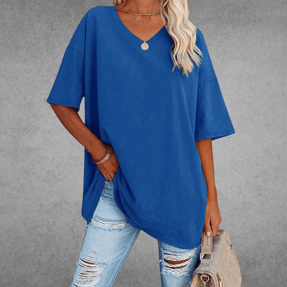 T-shirt Oversize Femme à Col V – Confort Ultime et Style Décontracté