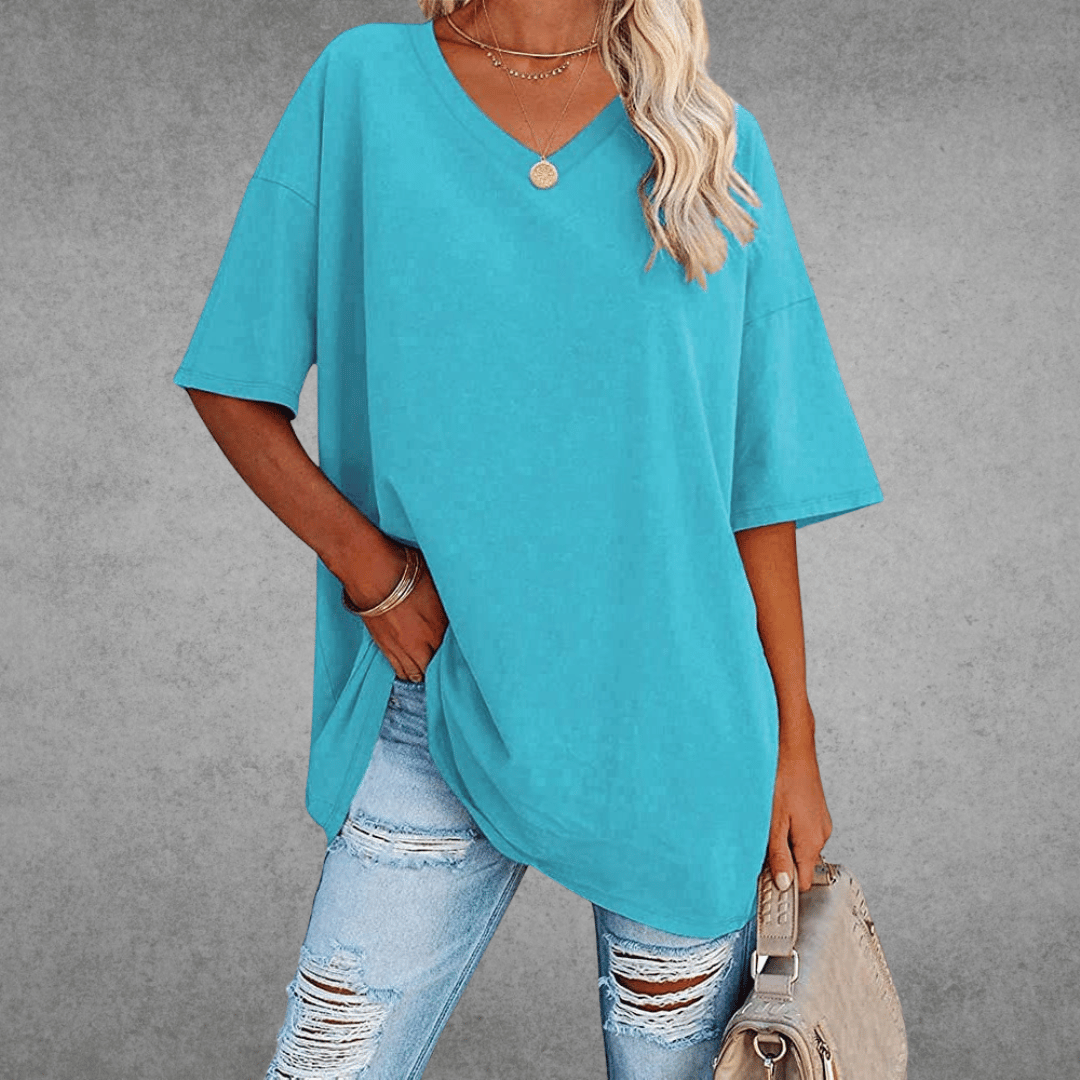 T-shirt Oversize Femme à Col V – Confort Ultime et Style Décontracté