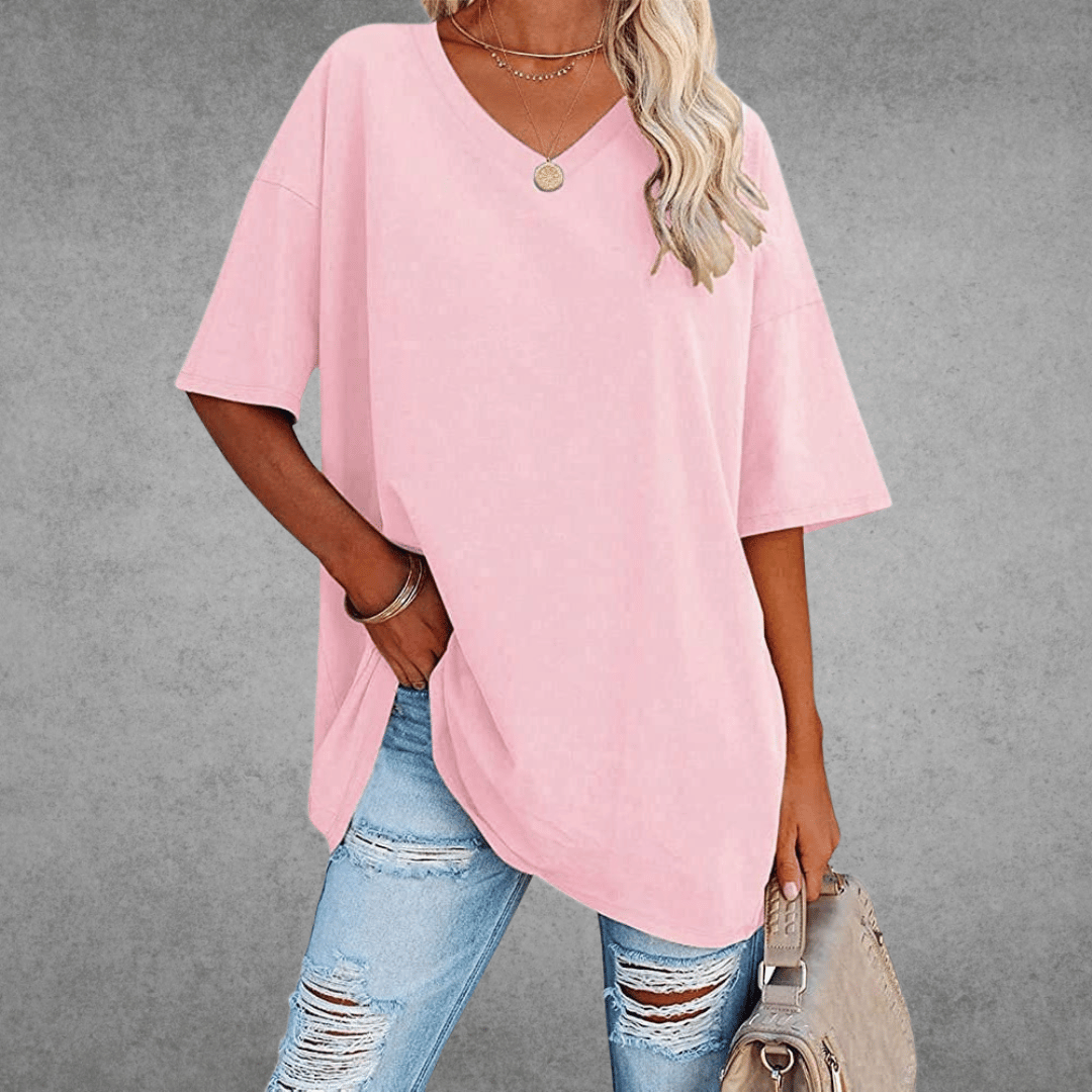 T-shirt Oversize Femme à Col V – Confort Ultime et Style Décontracté