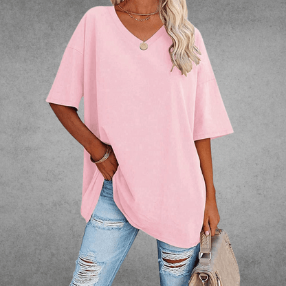 T-shirt Oversize Femme à Col V – Confort Ultime et Style Décontracté
