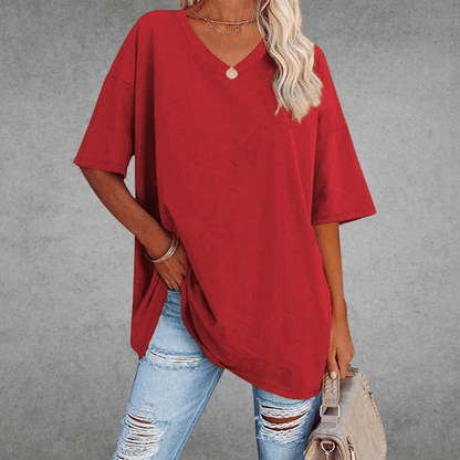 T-shirt Oversize Femme à Col V – Confort Ultime et Style Décontracté