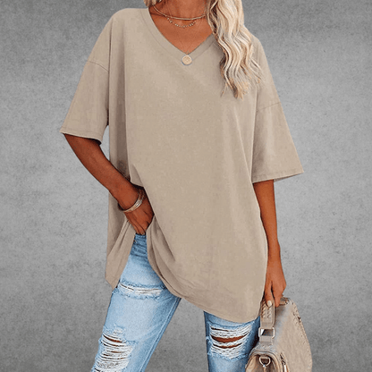 T-shirt Oversize Femme à Col V – Confort Ultime et Style Décontracté