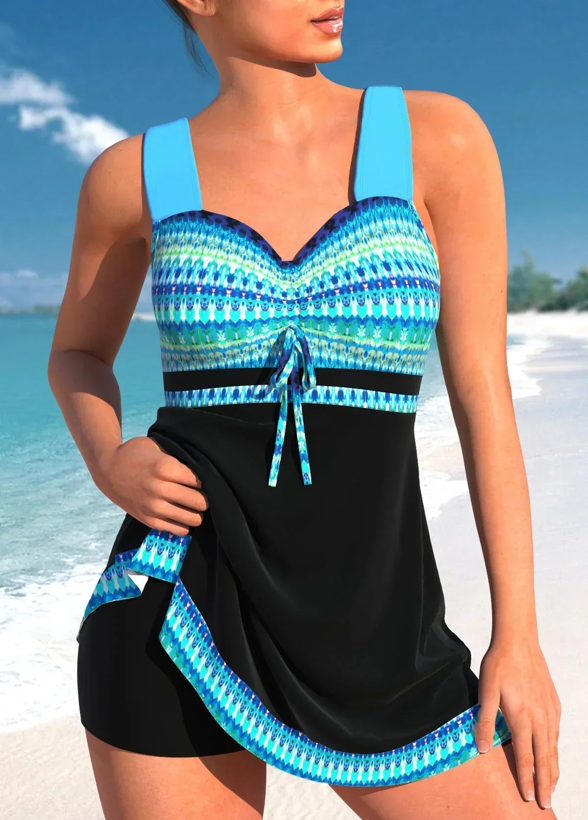 Ensemble Tankini Élégant à Motifs pour Femmes – Confort et Style à la Plage