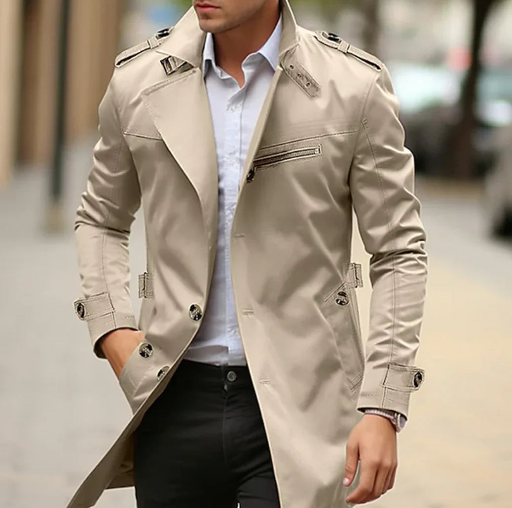 Trench-coat Élégant NELIO pour Hommes - Idéal Automne