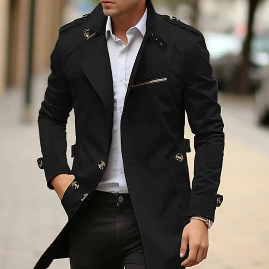 Trench-coat Élégant NELIO pour Hommes - Idéal Automne