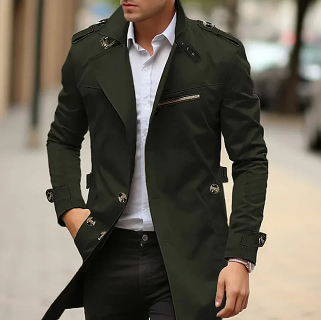 Trench-coat Élégant NELIO pour Hommes - Idéal Automne