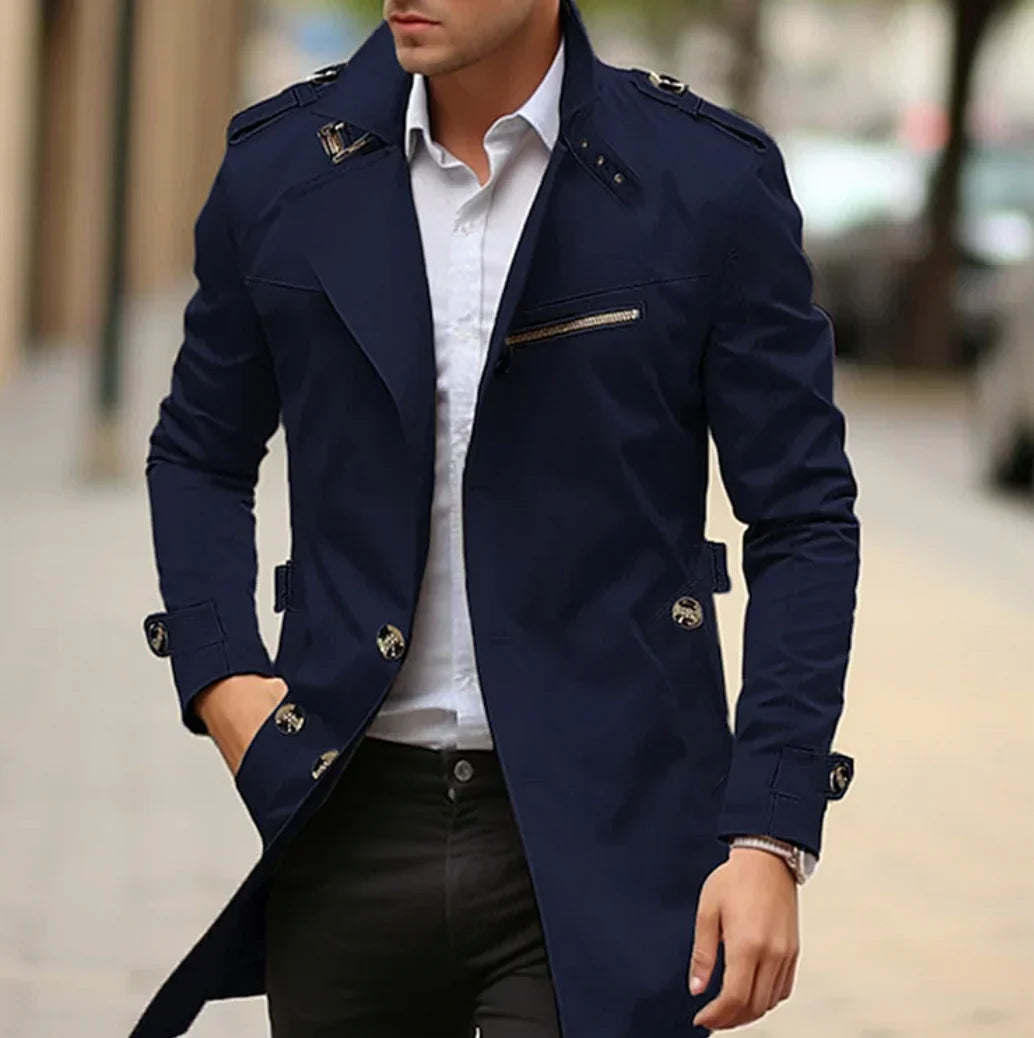Trench-coat Élégant NELIO pour Hommes - Idéal Automne