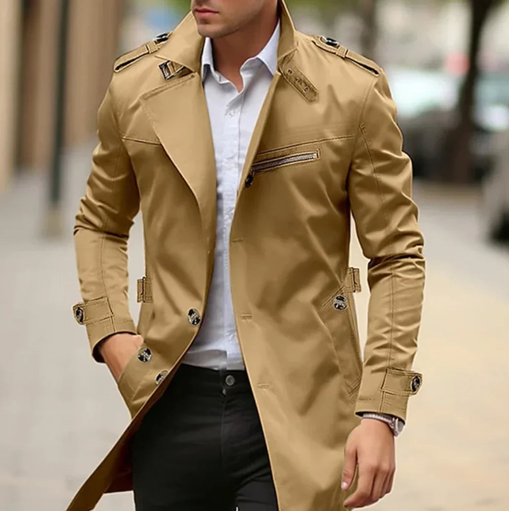 Trench-coat Élégant NELIO pour Hommes - Idéal Automne