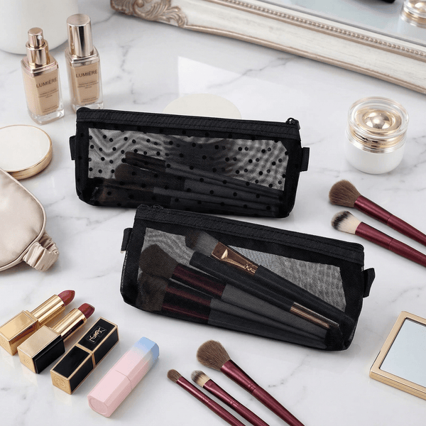 Trousse de Pinceaux Maquillage Cœurs Tulle Beige - | AïtaVia