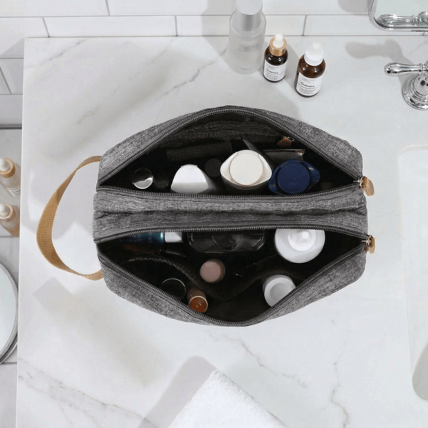 Trousse de Toilette avec Poignée Bleu Gris - | AïtaVia