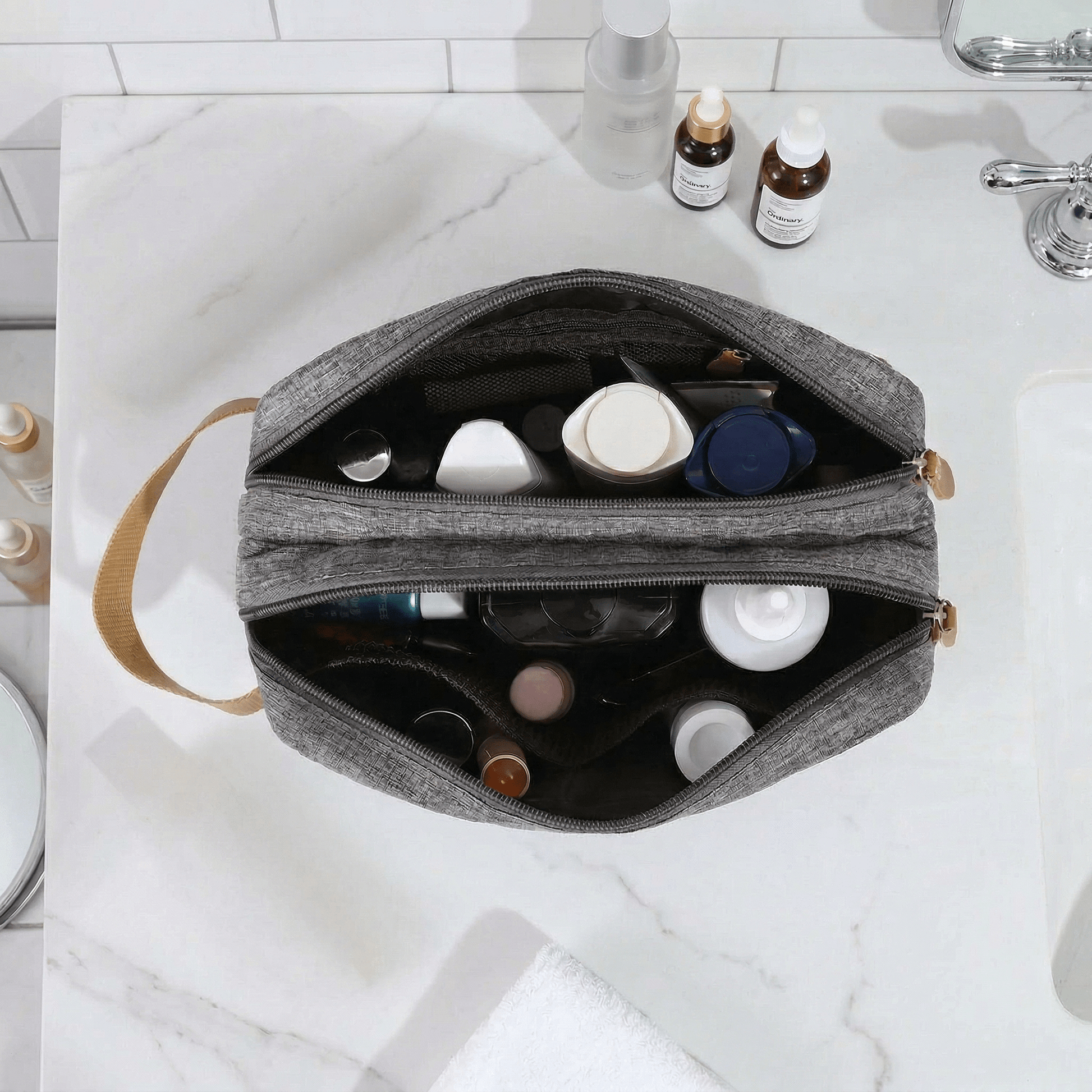 Trousse de Toilette avec Poignée Bleu Gris - | AïtaVia