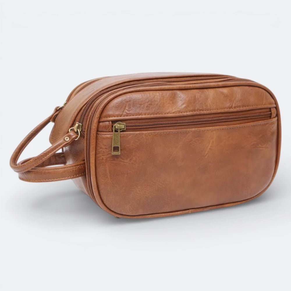 Trousse de Toilette pour Homme en Cuir Noir Charbon - | AïtaVia