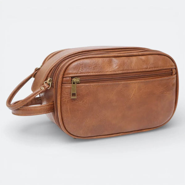 Trousse de Toilette pour Homme en Cuir Noir Charbon - | AïtaVia