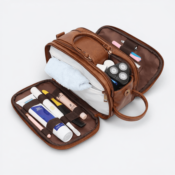 Trousse de Toilette pour Homme en Cuir Terre Cuite - | AïtaVia