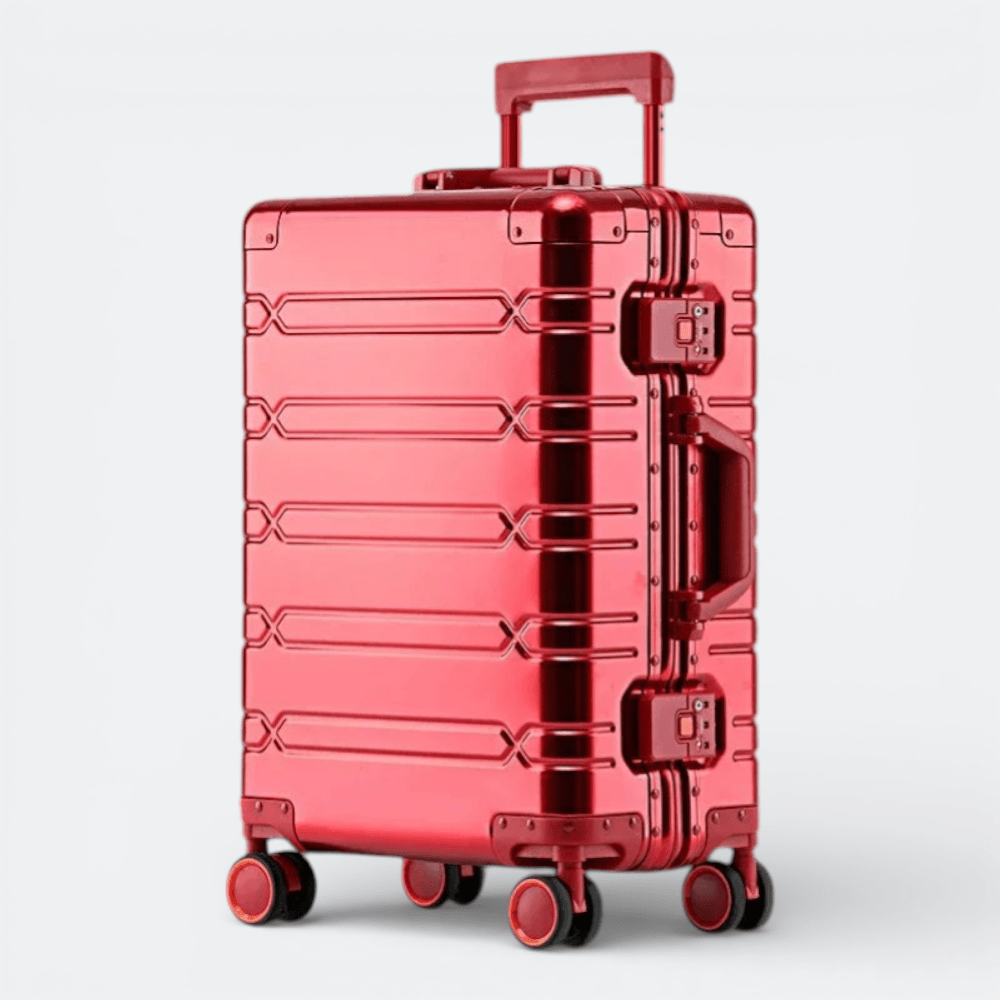Valise a Roulettes Aluminium Rouge Corail - | AïtaVia