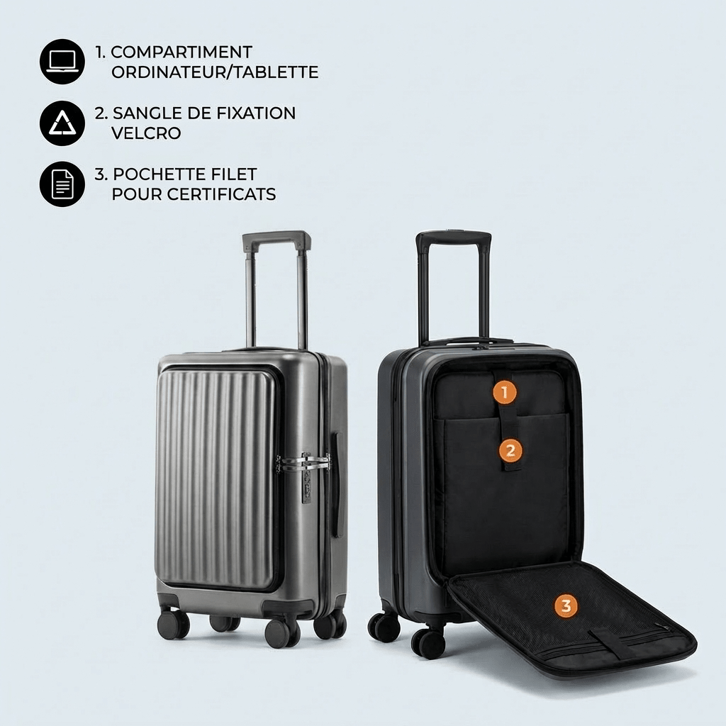 Valise avec Porte Gobelet Argent - | AïtaVia