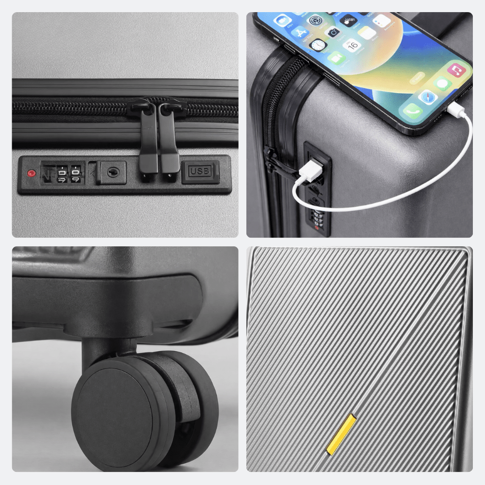 Valise avec Prise USB Bleu Pervenche - | AïtaVia